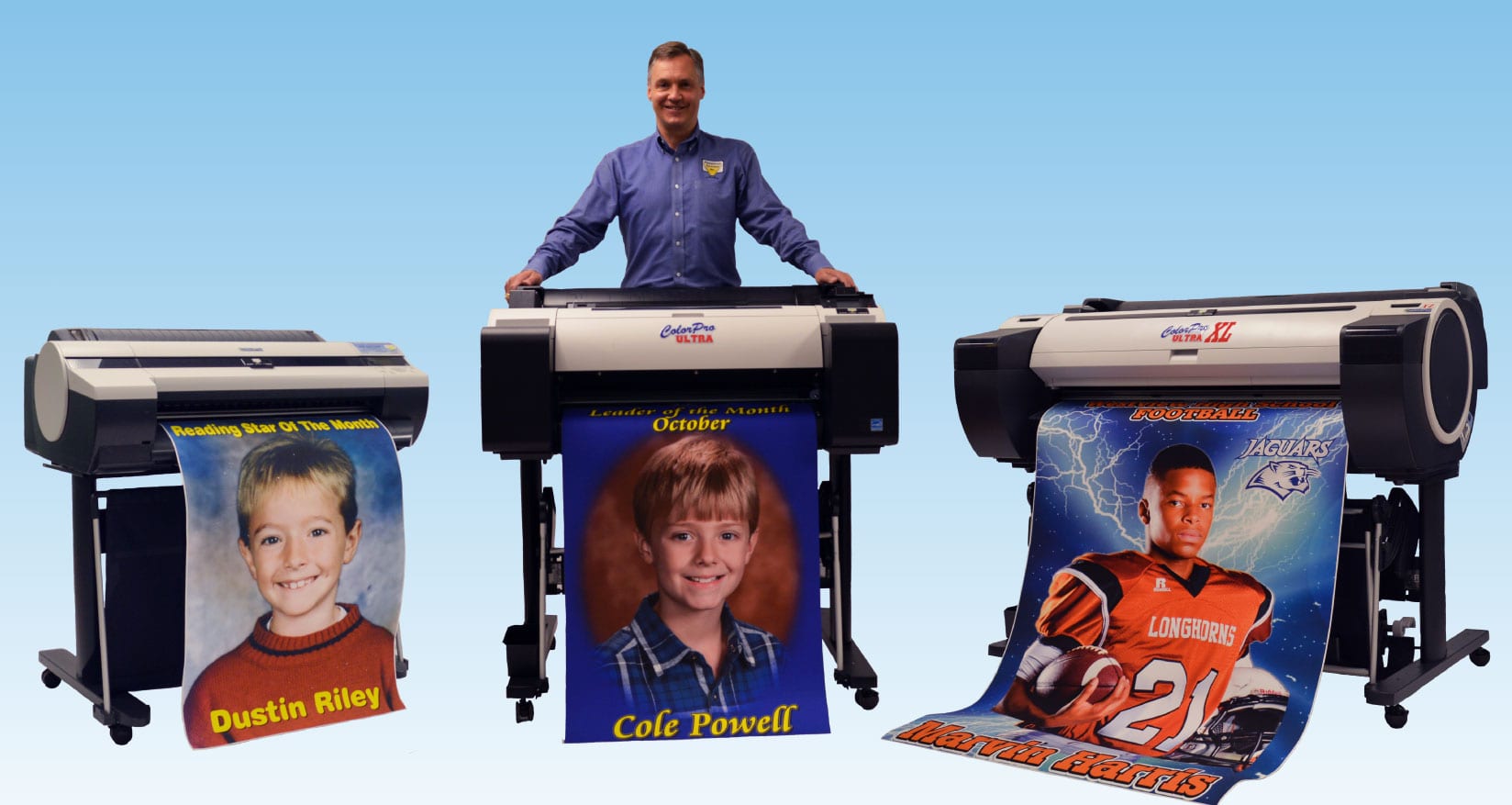 School Poster Makers - from Presentation Solutions – an image of our ColorPro, ColorPro ULTRA, and our ColorPro XL