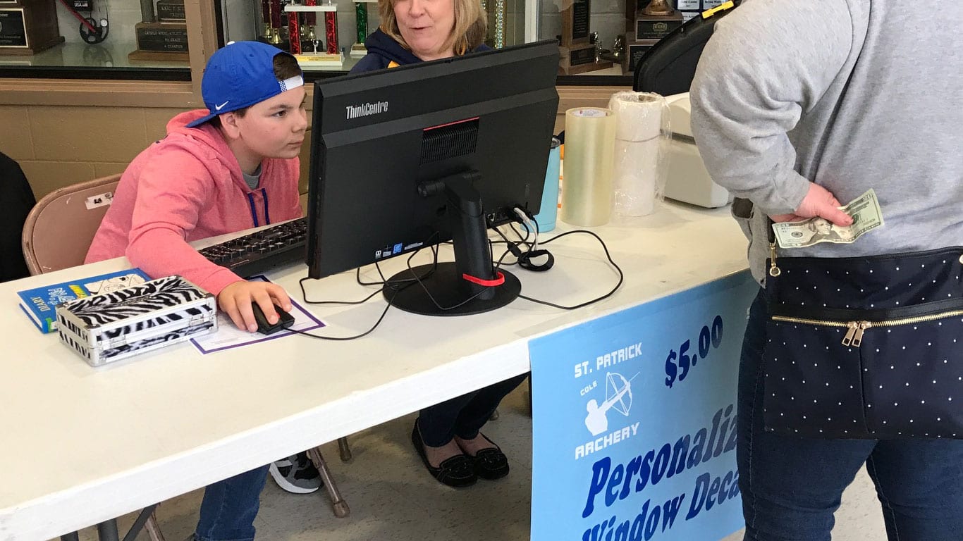 Student selling at a school fundraiser