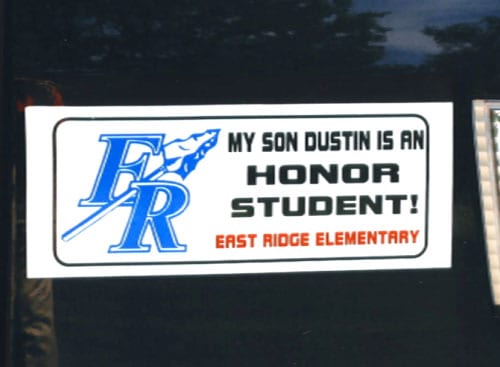 an image of a bumper sticker for schools