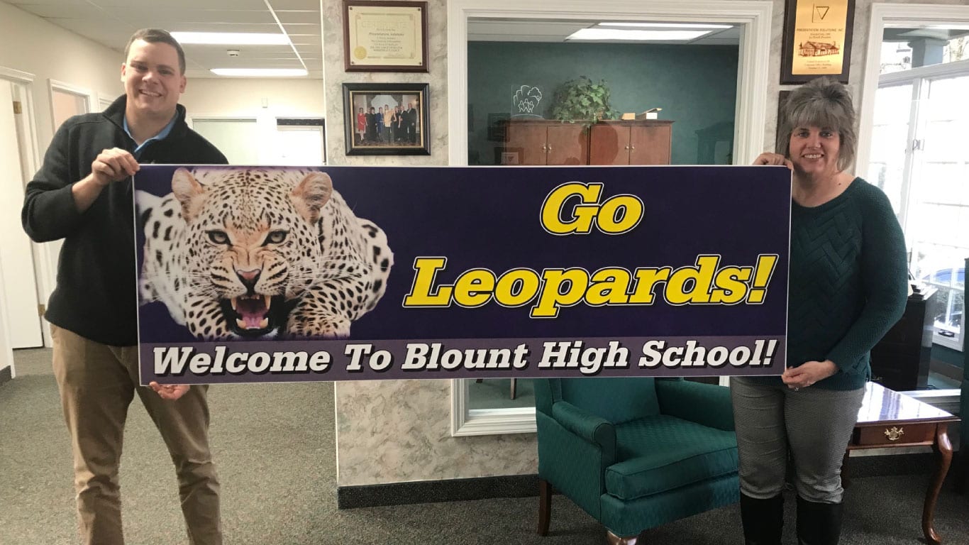 School banner printed by the color pro