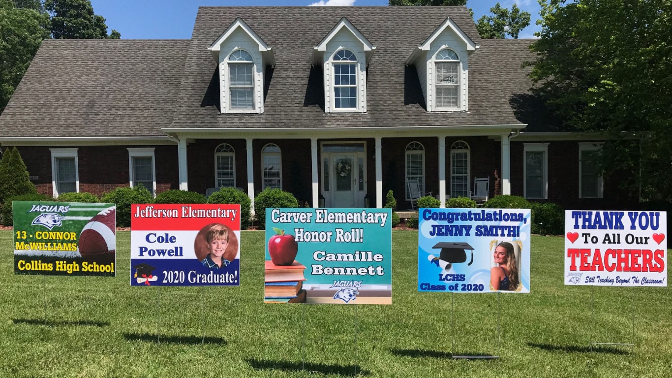 School yard signs printed by the color pro poster maker from presentation solutions