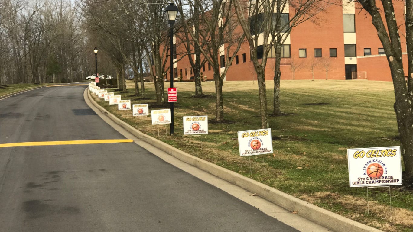 School yard signs printed by the color pro poster maker machine