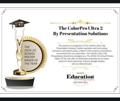 Best school Poster maker award for the ColorPro Ultra 2 by Presentation Solutions