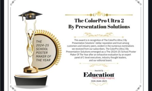 Best school Poster maker award for the ColorPro Ultra 2 by Presentation Solutions